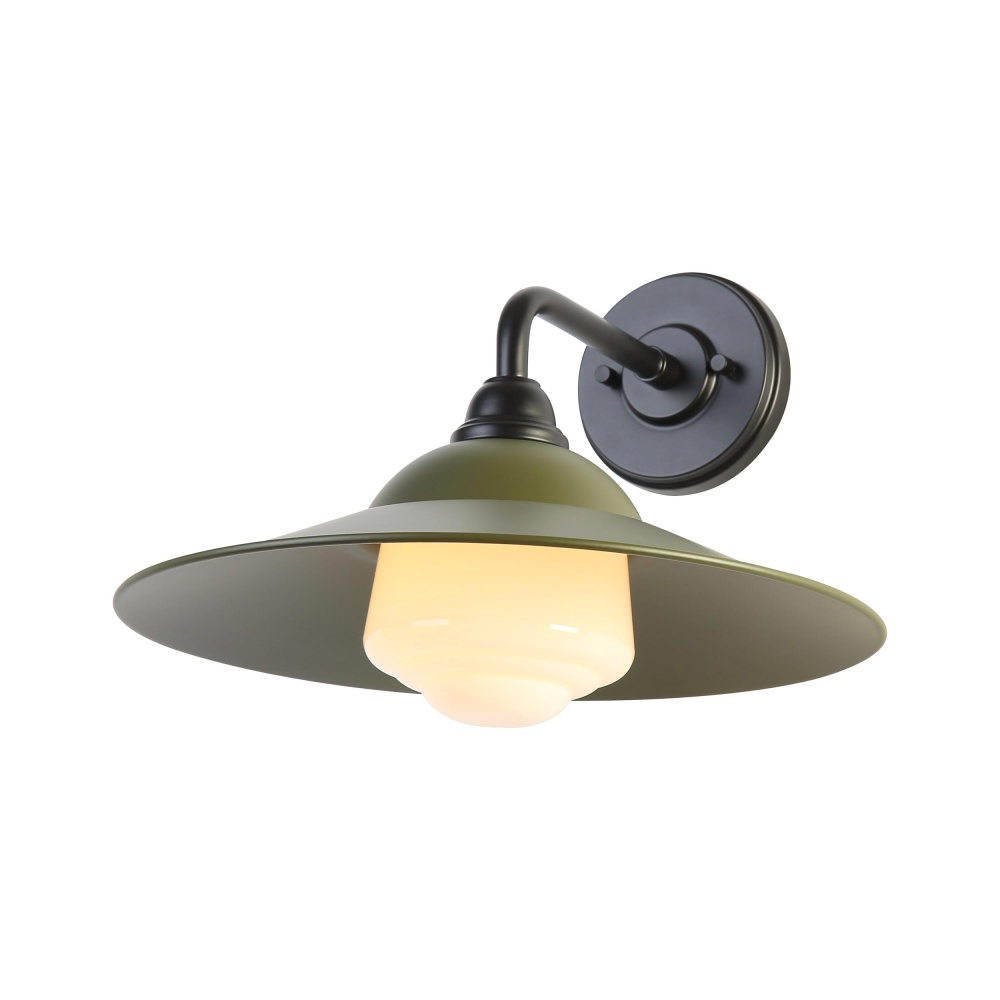 Yep by Golden Lighting Croma 1-light Wall Sconce in Matte Pine shade and White Bell Glass